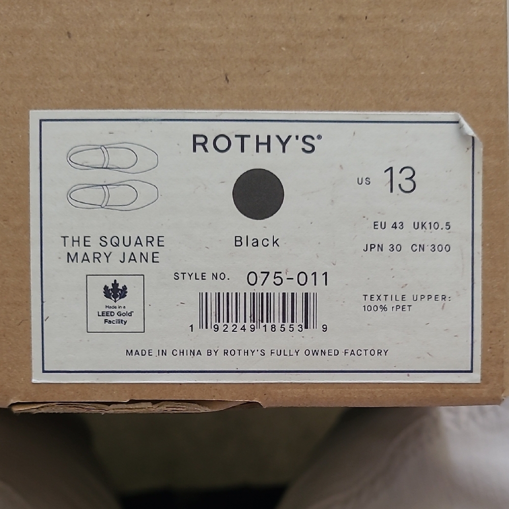 Rothys Black Square Mary Jane In Women Size 13